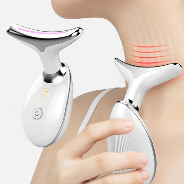 Masajeador Facial LED 7 Colores con EMS y Calor Reafirmante (Blanco)