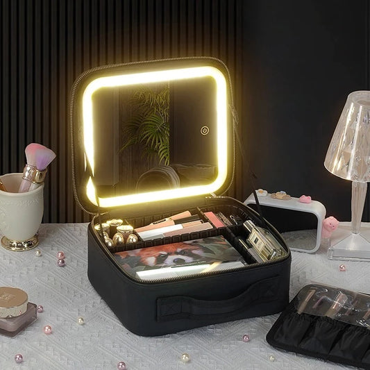 ✨ Organizador de Maquillaje con Espejo LED Premium